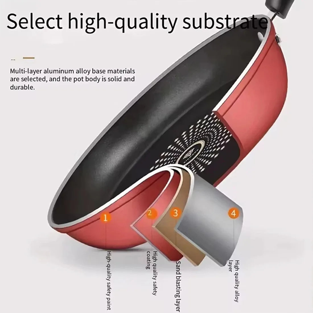 24cm Non-Stick Frying Pan with Diamond Pattern – Induction Compatible, Red