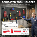 HOMCOM 38-Piece Wall-Mounted Pegboard Set with 4 Steel Boards – Garage Tool Storage Organiser, Black and Red