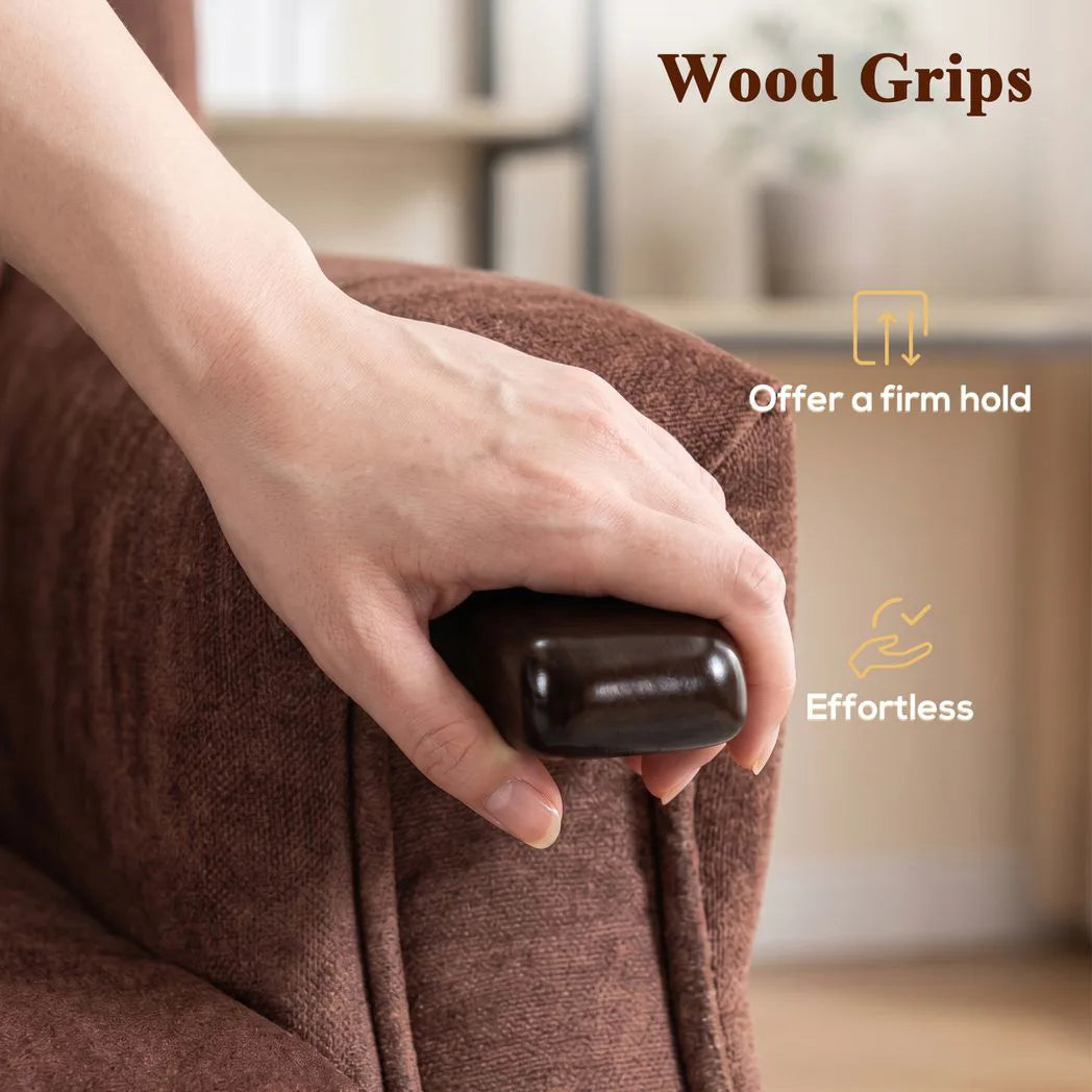HOMCOM Power Lift Recliner Chair with Vibration Massage, Heat and Wood Grips – Pocket Spring, Brown