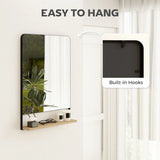 HOMCOM Wall Mirror with Wood Shelf – Black