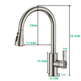 Modern Black Kitchen Sink Mixer Tap with Pull-Out Spray, 360-Degree Swivel and Single Lever – Brass Mono Tap