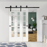 HOMCOM 200cm Sliding Barn Door Hardware Track Kit for Two Doors, 90kg Capacity – Heavy Duty Carbon Steel Rail, Black