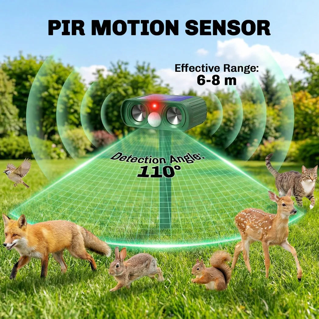 Outsunny Solar Ultrasonic Cat Repellent with PIR Motion Sensor and LED Flash – Weatherproof Garden Deterrent