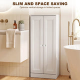HOMCOM Narrow Bathroom Cabinet with 2 Doors & 4 Tiers – Slim Freestanding Storage Cupboard