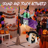 HOMCOM 200cm Life Size Animated Flying Witch Halloween Decorations Outdoor Indoor