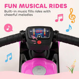 AIYAPLAY Toddler Balance Bike with Music, Extra-Wide PP Tyres & Motorbike Design – Boys and Girls Ride-On, Pink