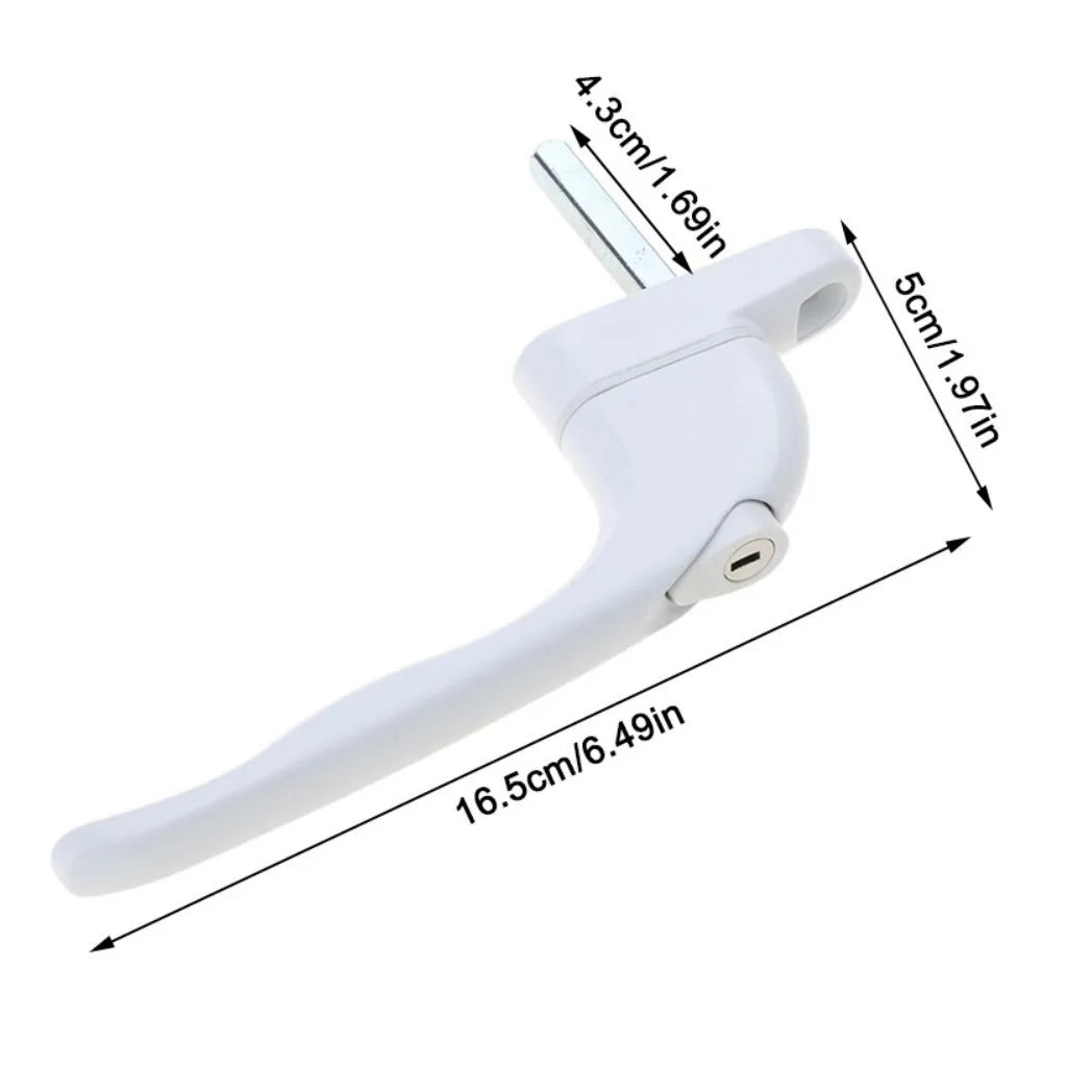 2 x Quartus Universal Espag Window Handles with Inline Locking and Child Safety Button – uPVC, White