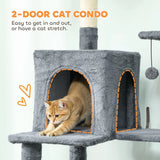 PawHut 202cm Large Cat Tree with 6 Scratching Posts, 2 Hammocks, 2 Condos – Indoor Cat Tower
