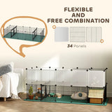 PawHut Small Animal Playpen with Waterproof Mat, 34-Panel DIY Metal Pet Fence – Indoor and Outdoor