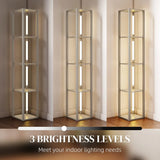 HOMCOM Floor Lamp with Shelves and 3 Brightness Levels – Oak