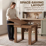 HOMCOM Folding Dining Table with Under-Table Storage – Extendable Kitchen Table for 4, Grey Wood Effect