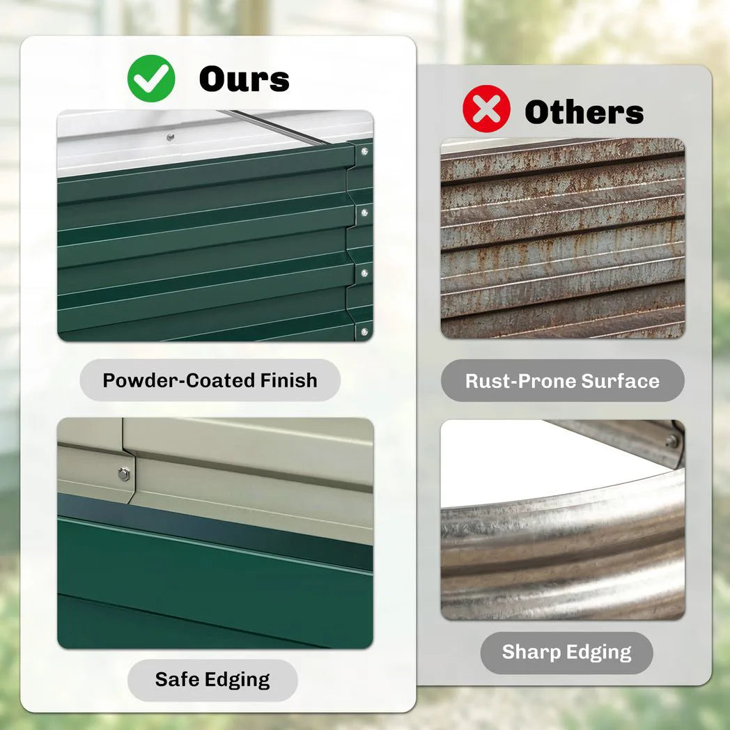 Outsunny Set of 2 Raised Beds for Garden, Galvanised Outdoor Planters for Herbs Vegetables
