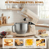HOMCOM 6L 1400W Tilt-Head Stand Mixer with 11 Speeds, Pulse and Fermentation Function – LED Display, Cream