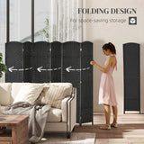 HOMCOM 6 Panel Folding Room Divider – Hand-Woven Style Privacy Screen, 240 x 170cm, Black