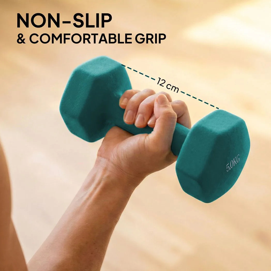 SPORTNOW Hex Dumbbell Set with Storage Rack, 18kg Total (2 x 1kg, 2 x 3kg, 2 x 5kg) – Non-Slip Hand Weights