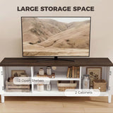 HOMCOM Farmhouse TV Unit for TVs up to 42 Inch with 2 Cabinets and 2 Open Shelves – Media Storage