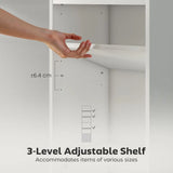 HOMCOM 6-Tier 156cm Tall Bookcase with Cupboard and Adjustable Shelves, Anti-Tipping Kit – White