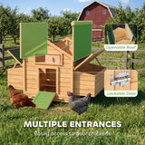 PawHut Wooden Chicken Coop with Two Nesting Boxes, Openable Waterproof Roof & Pull-Out Tray – Hen House, 150cm