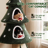PawHut Christmas Cat Tree with Dual Condos, Sisal Ladder & Anti-Tip Rope – 132 cm Festive Cat Tower