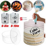 Acrylic Cake Mould Set, 2 Adjustable Round Mousse Cake Rings with Brush – Baking Tool for 6-10 Inch Cakes
