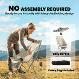 Outsunny Heavy Duty Folding Camping Chair with Side Pocket and Carry Bag, 120kg – Moon Chair, Khaki