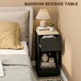 HOMCOM Set of 2 Modern Bedside Tables with Shelf & Drawer – Slim Storage Side Tables, Black