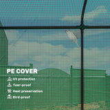 Outsunny Walk-In Mini Greenhouse with Roll-Up Door and 2 Mesh Windows, PE Cover, 200 x 75 x 188 cm, Green