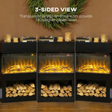 HOMCOM 19" Electric Fireplace with Surround, 3D Flame Effect and Remote – 1000W/2000W Electric Fire, Black