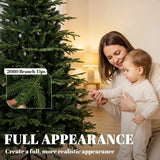 HOMCOM 7ft Artificial Christmas Tree with 2080 Realistic Tips, Hinged Wide Shape Xmas Tree, Green
