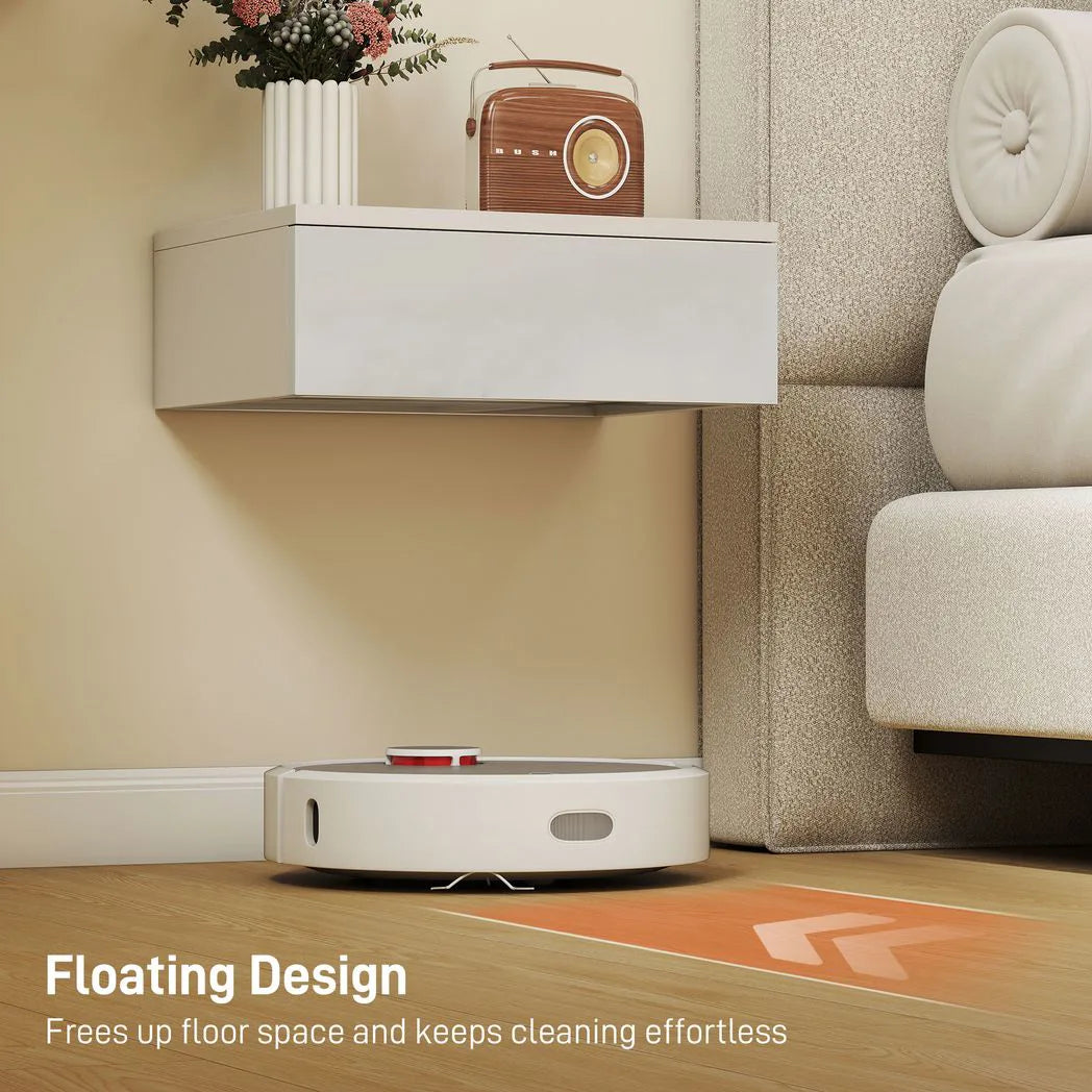 HOMCOM Set of 2 Floating Bedside Tables with High Gloss Finish and Storage Drawer – Wall-Mounted, White