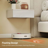 HOMCOM Set of 2 Floating Bedside Tables with High Gloss Finish and Storage Drawer – Wall-Mounted, White