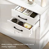 HOMCOM Sideboard with 2 Drawers, 3 Soft-Close Doors and Adjustable Shelf – Kitchen Storage Cabinet, White