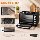 HOMCOM 36L Mini Oven with Dual Hot Plates, Convection Fan & Rotisserie – Countertop Electric Cooker, 90–230°C