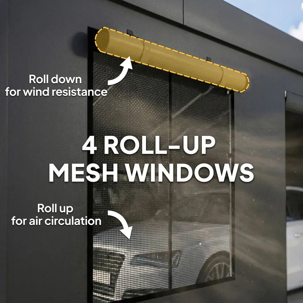 Outsunny Heavy Duty Carport 3 x 6 m – Portable Garage Canopy Tent with Galvanised Steel Frame, Doors & Windows, Dark Grey
