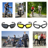 3 Pack Motorcycle Riding Glasses – Padded, Wind Resistant, UV400 Polycarbonate Lenses, Grey, Clear and Yellow