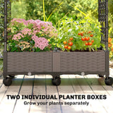 Outsunny Mobile Raised Garden Bed with Arch Trellis – Self-Watering 2 x 24L Planter Boxes on Wheels