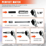 53-Piece 1/4" Drive Socket and Bit Set with Ratchet Wrench, Spinner Handle & Storage Case – DIY Tool Kit