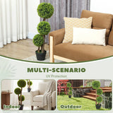 HOMCOM Decorative Artificial Trees Boxwood Ball Topiary Trees Set of 2 in Pot