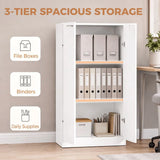 HOMCOM 120 cm Tall Storage Cabinet with 3 Tiers and Soft-Close Doors – Home Office File Organiser, White