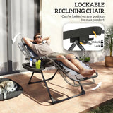 Outsunny Set of 2 Zero Gravity Chairs with Cup Holder and Headrest – Folding Reclining Garden Loungers, Grey