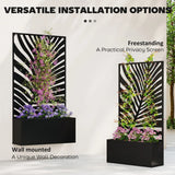 Outsunny Metal Raised Garden Bed with Trellis & Privacy Screen – Wall-Mounted or Freestanding Planter, 29L