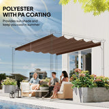 Outsunny Retractable Pergola Replacement Canopy, 3.5 x 2.6m Polyester Roof Cover for 4 x 3m Pergola Frame – Brown