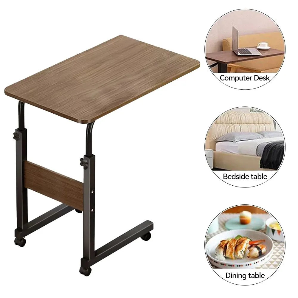 Height Adjustable Overbed Table with Locking Wheels, C-Shaped Mobile Bedside and Sofa Table – Laptop Desk