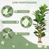 HOMCOM 150cm Artificial Fiddle Leaf Fig Tree with Pot – Realistic Faux Plant for Living Room & Office, Green