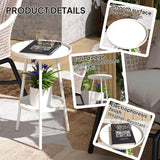 Outsunny Two-Tier Metal Garden Table with Tray-Style Tops – Compact Bistro and Balcony Side Table, White