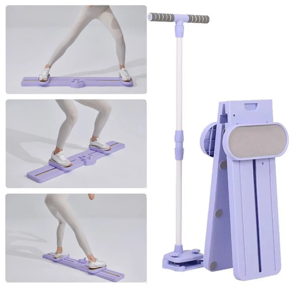 5-in-1 Folding Ski Machine & Hip Leg Exerciser with Counter & Tension Ropes – Home Core Trainer, Purple