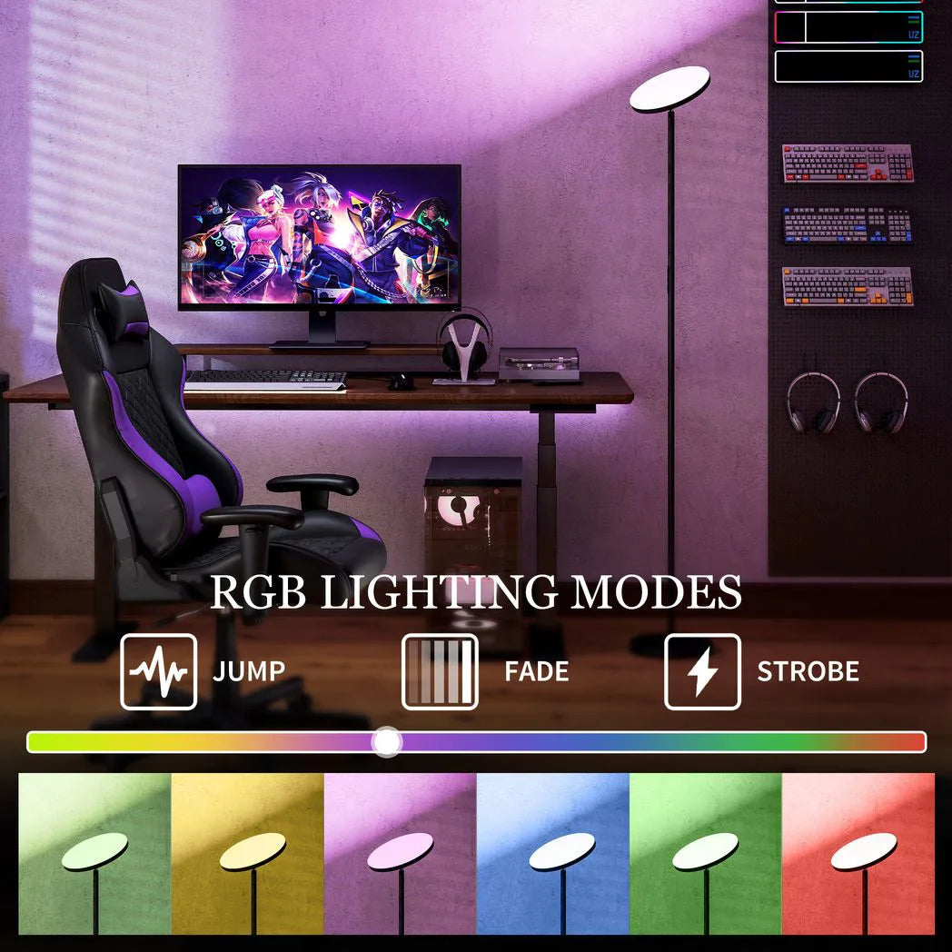 HOMCOM RGB Uplighter Floor Lamp, Tall Dimmable Standing Lamp with Remote & Touch Control