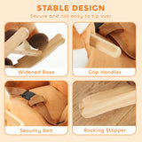 AIYAPLAY Deer Rocking Horse with Sounds, Security Belt & Rocking Stopper – Toddler Ride On, 1-3 Years, Brown