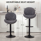 HOMCOM Set of 2 Swivel Bar Stools with Back, Adjustable Height and Footrest – Kitchen Island Stools, Grey