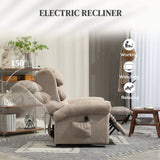 HOMCOM Velvet-Feel Electric Riser Recliner Chair with Footrest & USB Port – Power Lift Armchair, Khaki